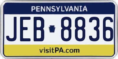 PA license plate JEB8836