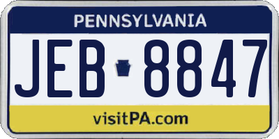 PA license plate JEB8847