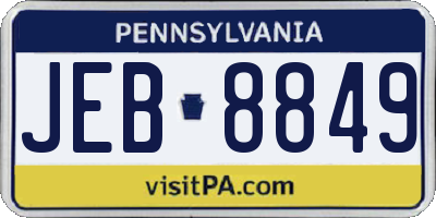 PA license plate JEB8849
