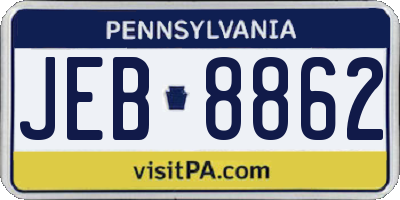 PA license plate JEB8862
