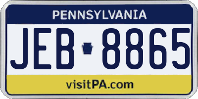 PA license plate JEB8865