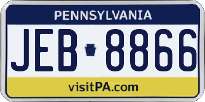 PA license plate JEB8866