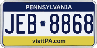 PA license plate JEB8868