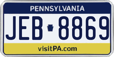 PA license plate JEB8869