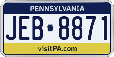 PA license plate JEB8871