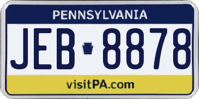 PA license plate JEB8878