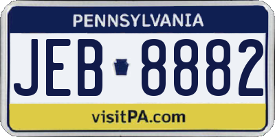 PA license plate JEB8882