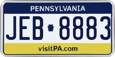 PA license plate JEB8883