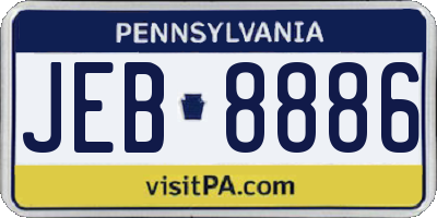 PA license plate JEB8886