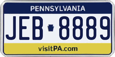 PA license plate JEB8889