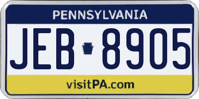 PA license plate JEB8905