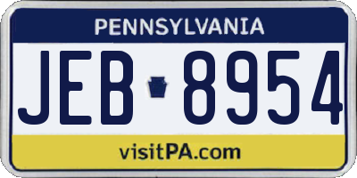 PA license plate JEB8954