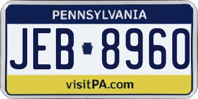 PA license plate JEB8960