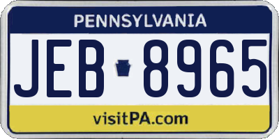 PA license plate JEB8965