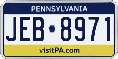 PA license plate JEB8971