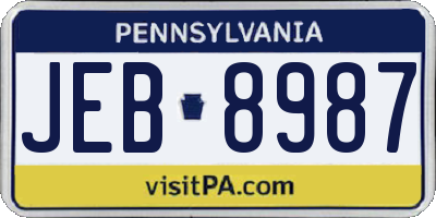 PA license plate JEB8987
