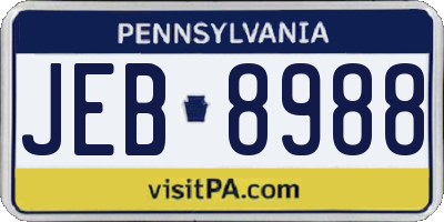 PA license plate JEB8988