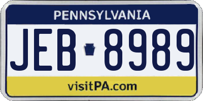 PA license plate JEB8989