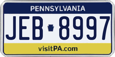 PA license plate JEB8997