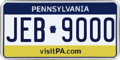 PA license plate JEB9000