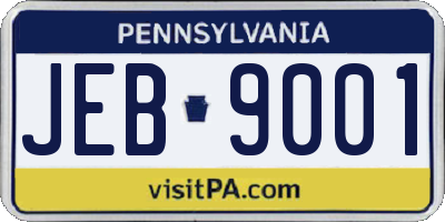PA license plate JEB9001