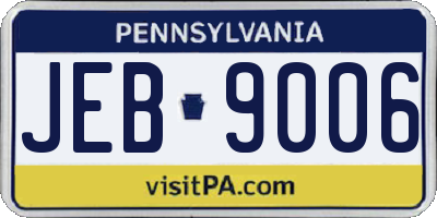 PA license plate JEB9006