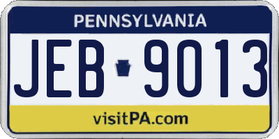 PA license plate JEB9013