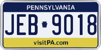PA license plate JEB9018