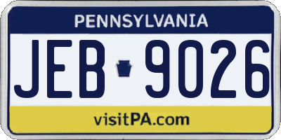 PA license plate JEB9026