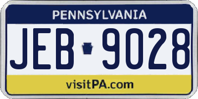 PA license plate JEB9028