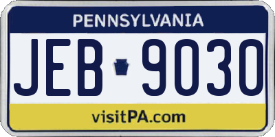 PA license plate JEB9030