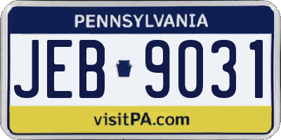 PA license plate JEB9031