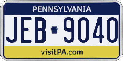 PA license plate JEB9040