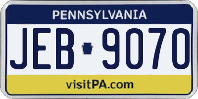 PA license plate JEB9070