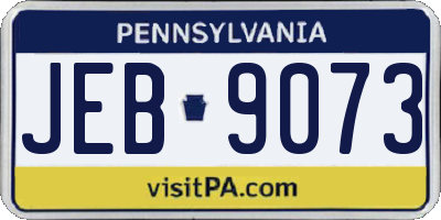 PA license plate JEB9073