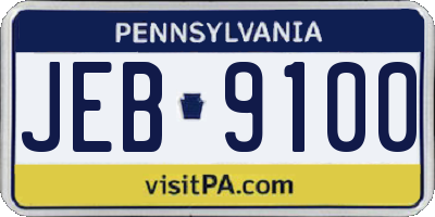PA license plate JEB9100