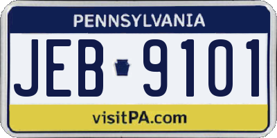 PA license plate JEB9101