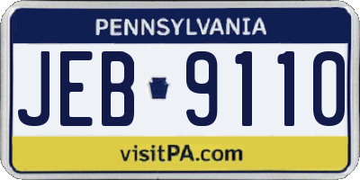 PA license plate JEB9110