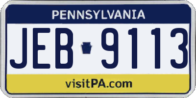 PA license plate JEB9113