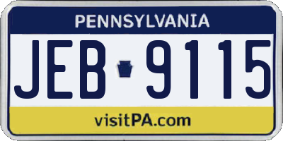 PA license plate JEB9115