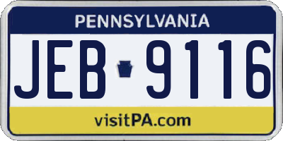 PA license plate JEB9116