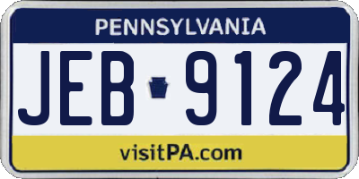 PA license plate JEB9124