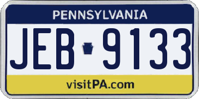 PA license plate JEB9133