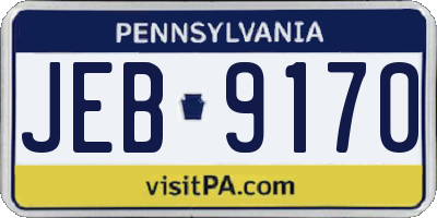 PA license plate JEB9170