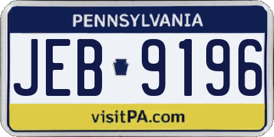 PA license plate JEB9196