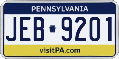 PA license plate JEB9201
