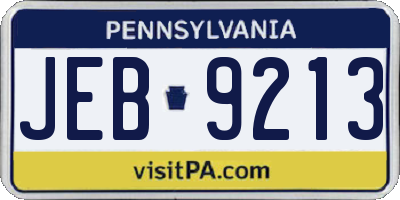 PA license plate JEB9213