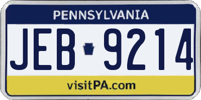 PA license plate JEB9214