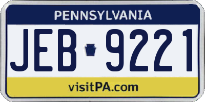 PA license plate JEB9221