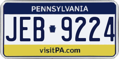 PA license plate JEB9224